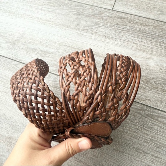 Vintage Handmade Wide Woven Leather Belt - Picture 3 of 15